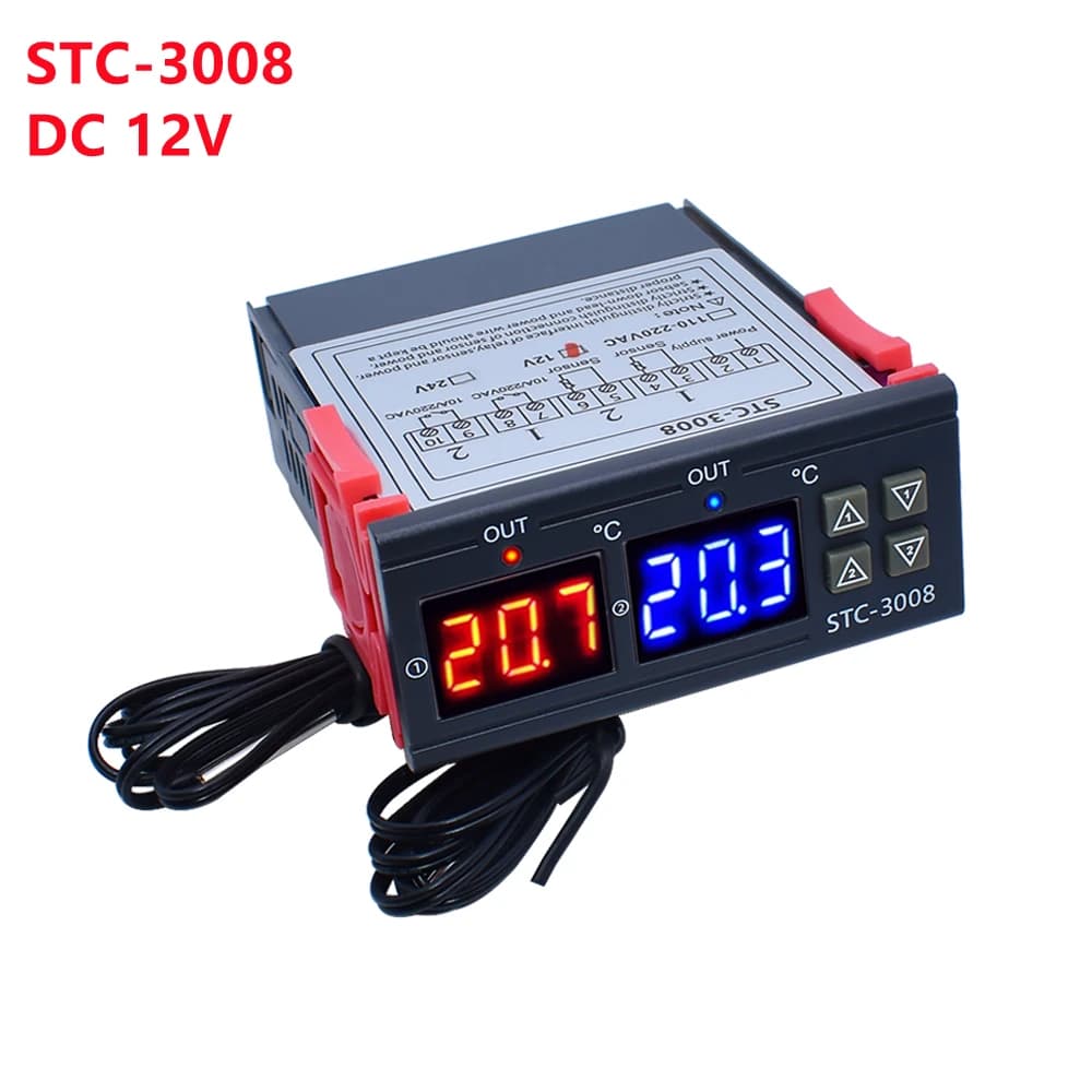 STC-3008 double régulateur de température numérique deux sorties relais 12V 24V 220V thermorégulateu