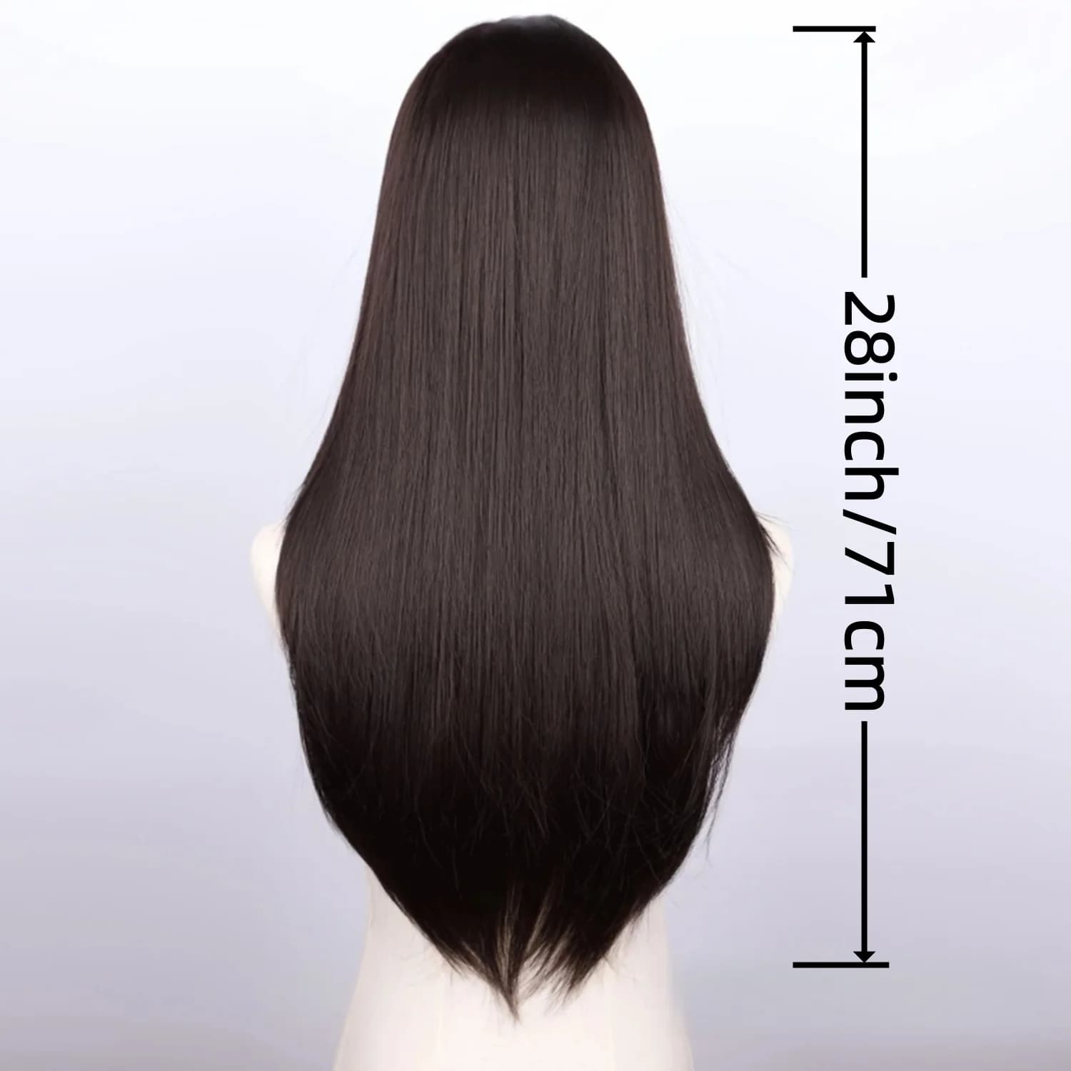 Perruque synthétique lisse noire naturelle de 28 pouces, adaptée aux femmes pour le carnaval, St. Jo