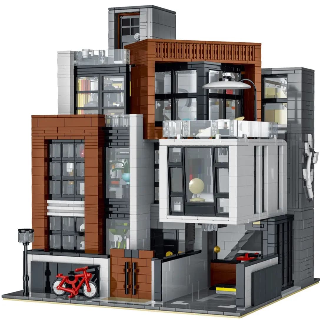 Blocs de construction d'architecture Villa moderne, ville modulaire, magasin de thé au lait, modèle 