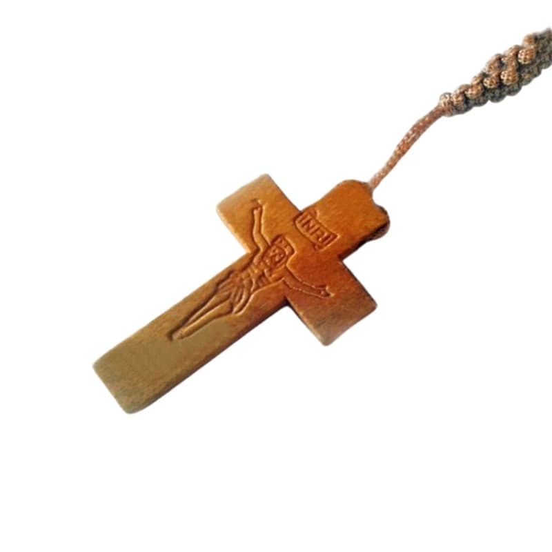 Collier chapelet en perles de bois, artisanat de charme, pour décoration de chambre à coucher, églis