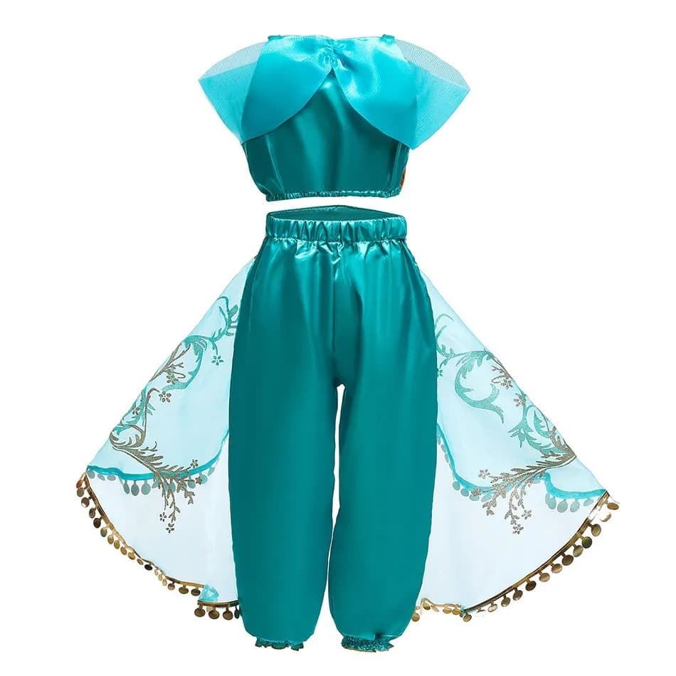 Robe lampe Aladdin pour enfants, Costume de Jasmine pour filles, princesse d'anniversaire, Cosplay, 