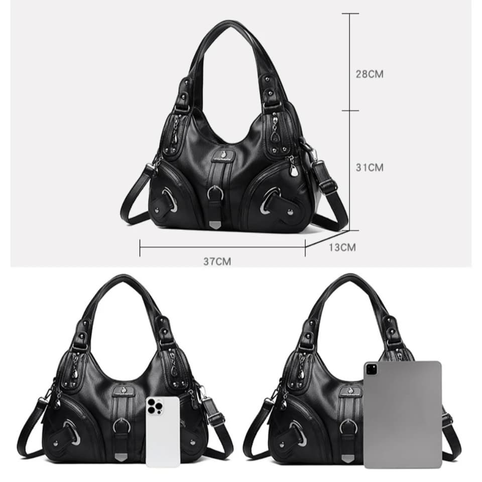 Sacs à main de luxe pour femme en cuir souple de haute qualité à deux couches, style moto, pour mère