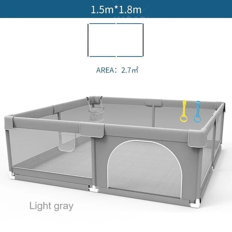 IMBABY Aire de jeux pour bébé 150x180 cm Parc pour bébé Boîte de clôture pour enfants grise avec par