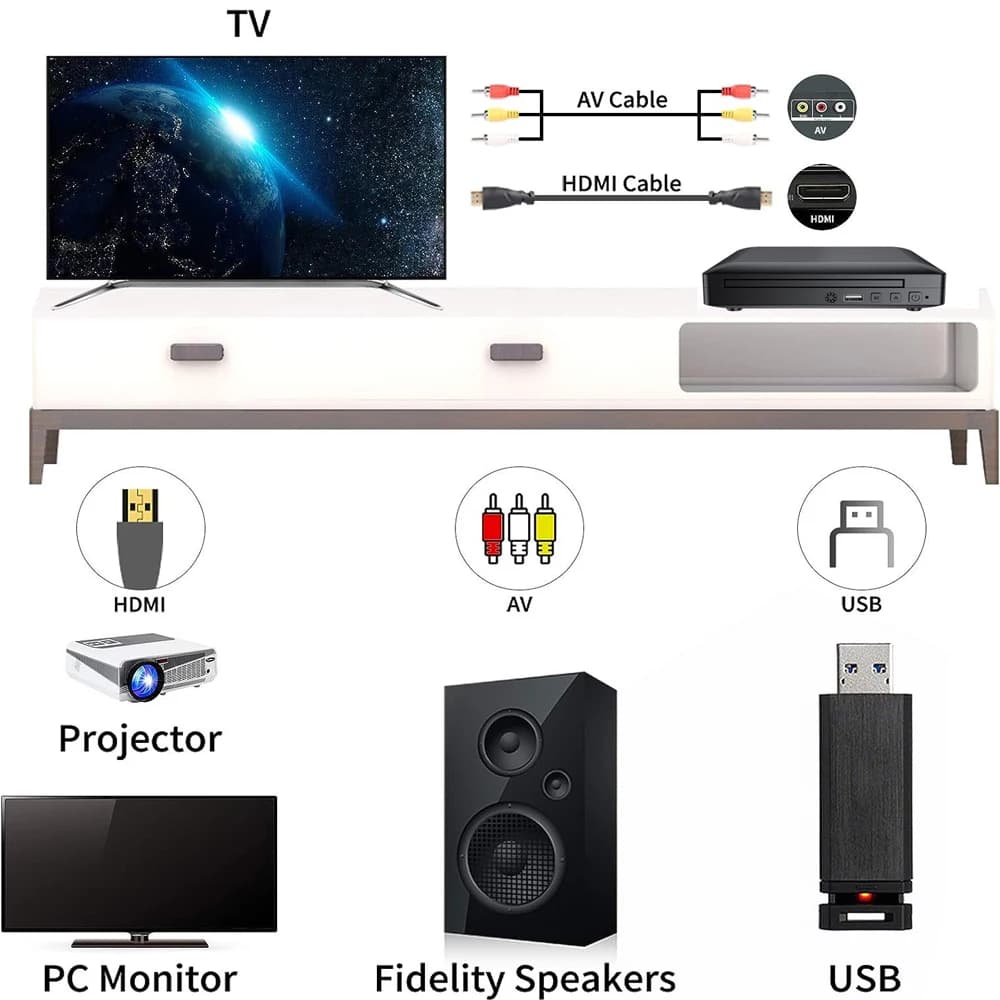 Woopker Mini lecteur DVD HD câble HDMI et RCA 1080p PAL/NTSC intégré dans toutes les zones lecteur C