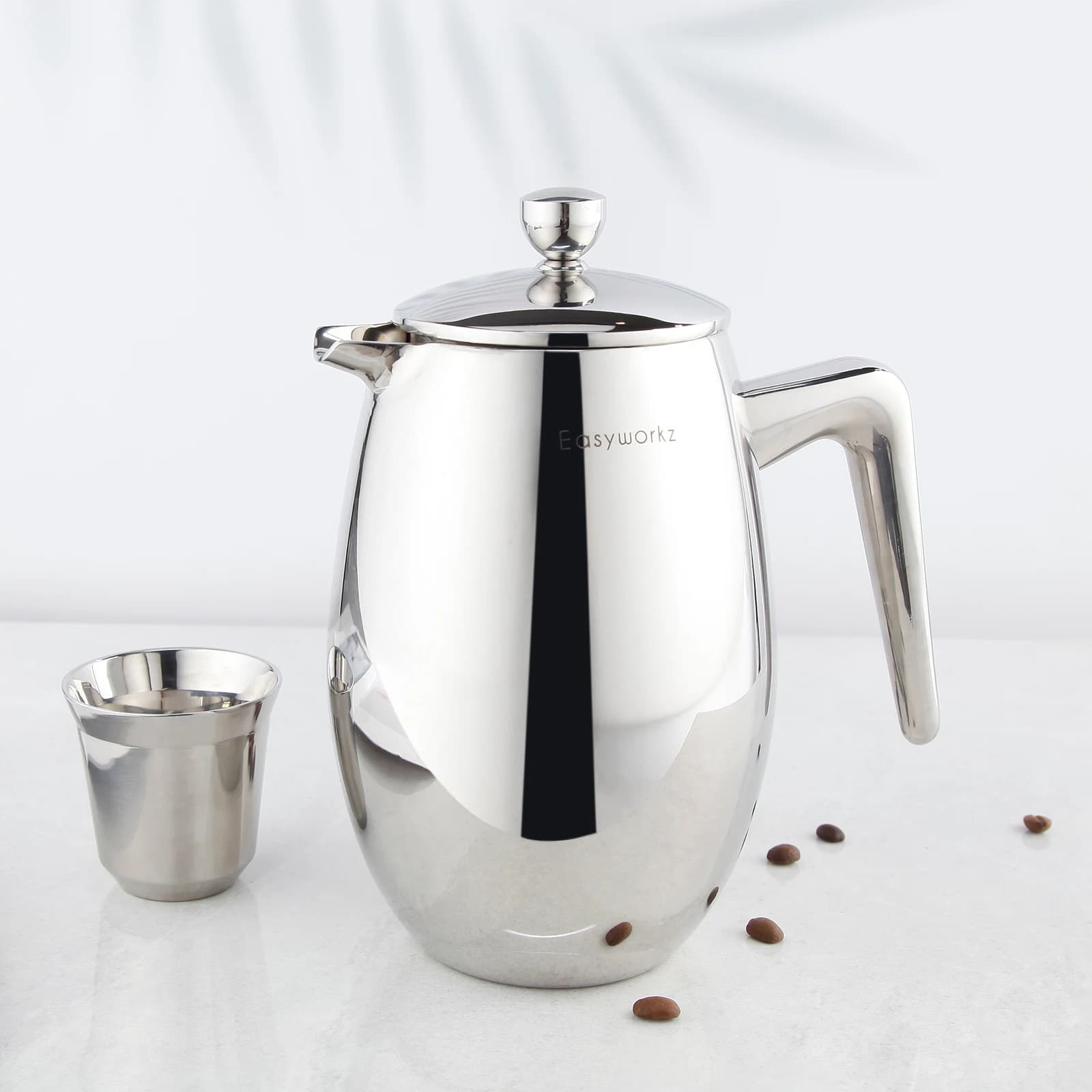 Easyworkz Nando French Press Cafetière thermique isolée à double paroi Cafetiere en acier inoxydable
