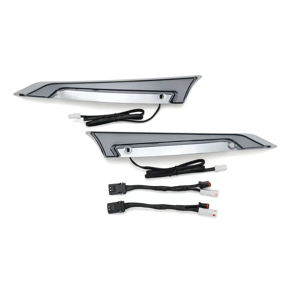 Lampes décoratives de pare-brise de traceur chromé/noir de moto, feux de jour et clignotants pour Ha