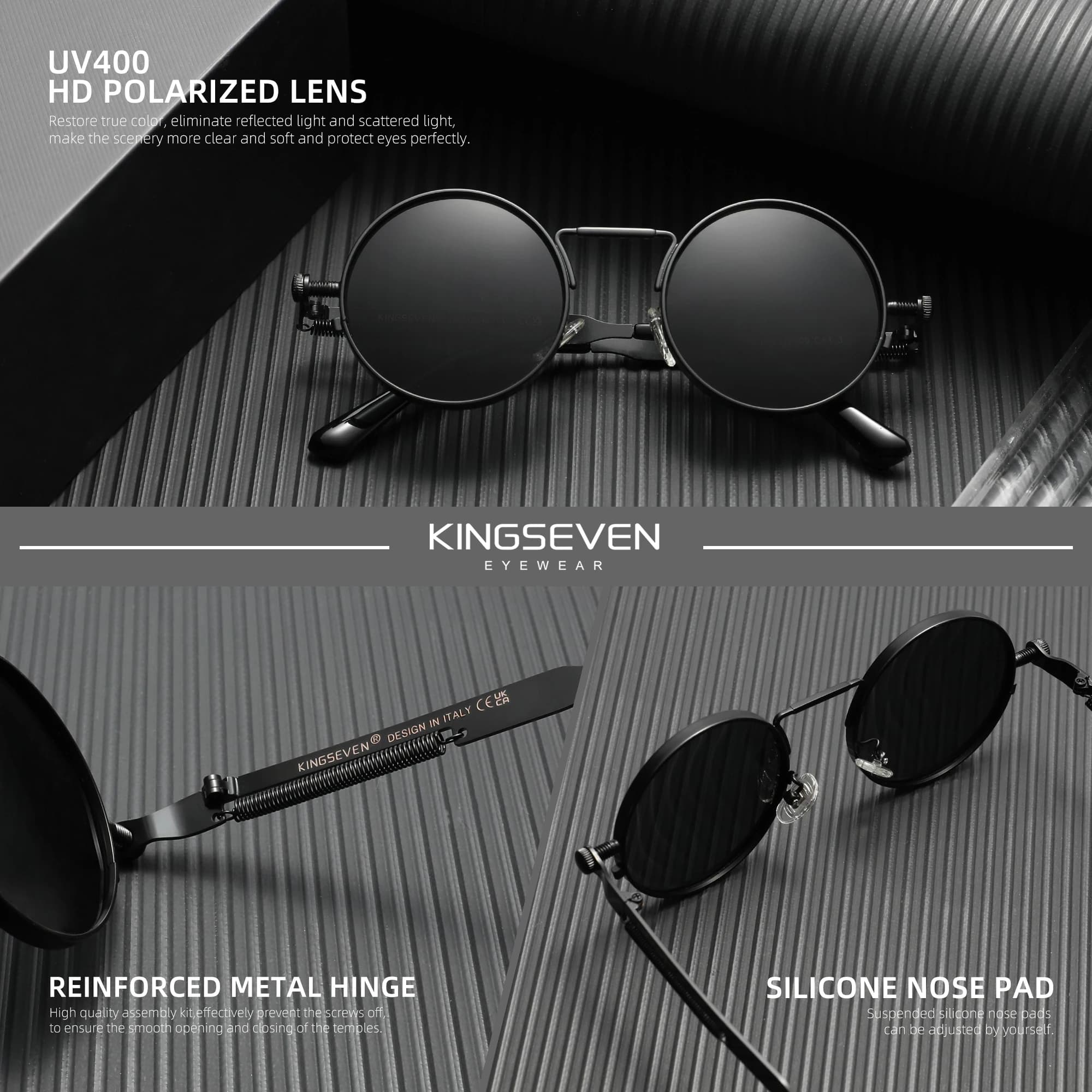 KINGSEVEN Original Designe lunettes de soleil gothique Punk polarisé hommes UV400 lunettes femmes ca