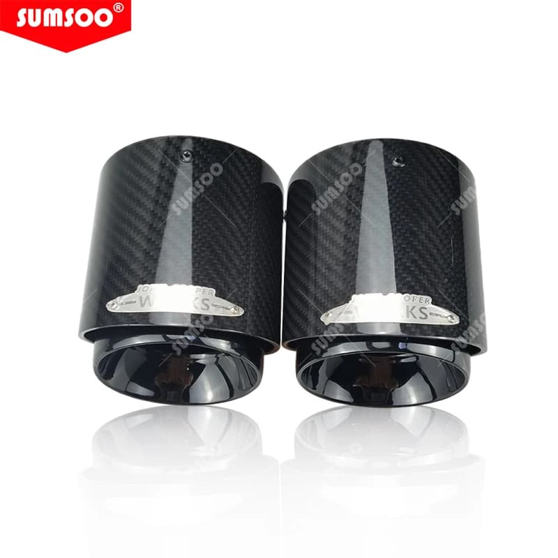 Véritable SUMSOO 1 pièces noir Chrome et fibre de carbone embout de silencieux adapté pour Mini Coop