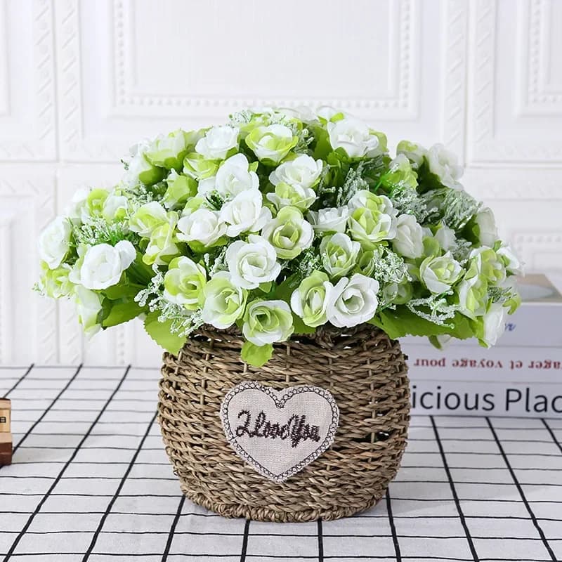 Bouquet de roses simulées, décoration de maison, petite Rose camélia, décoration de mariage, fleurs 