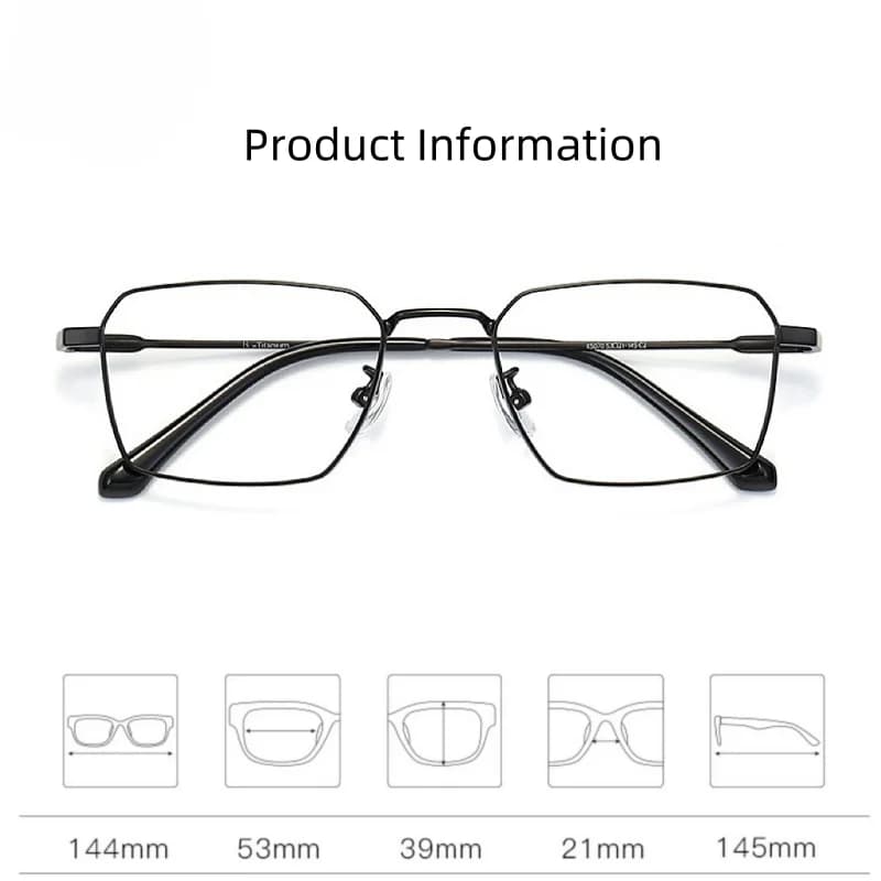 Monture de lunettes en titane pour hommes, grand visage, Ultra légère, polygonale, Prescription opti
