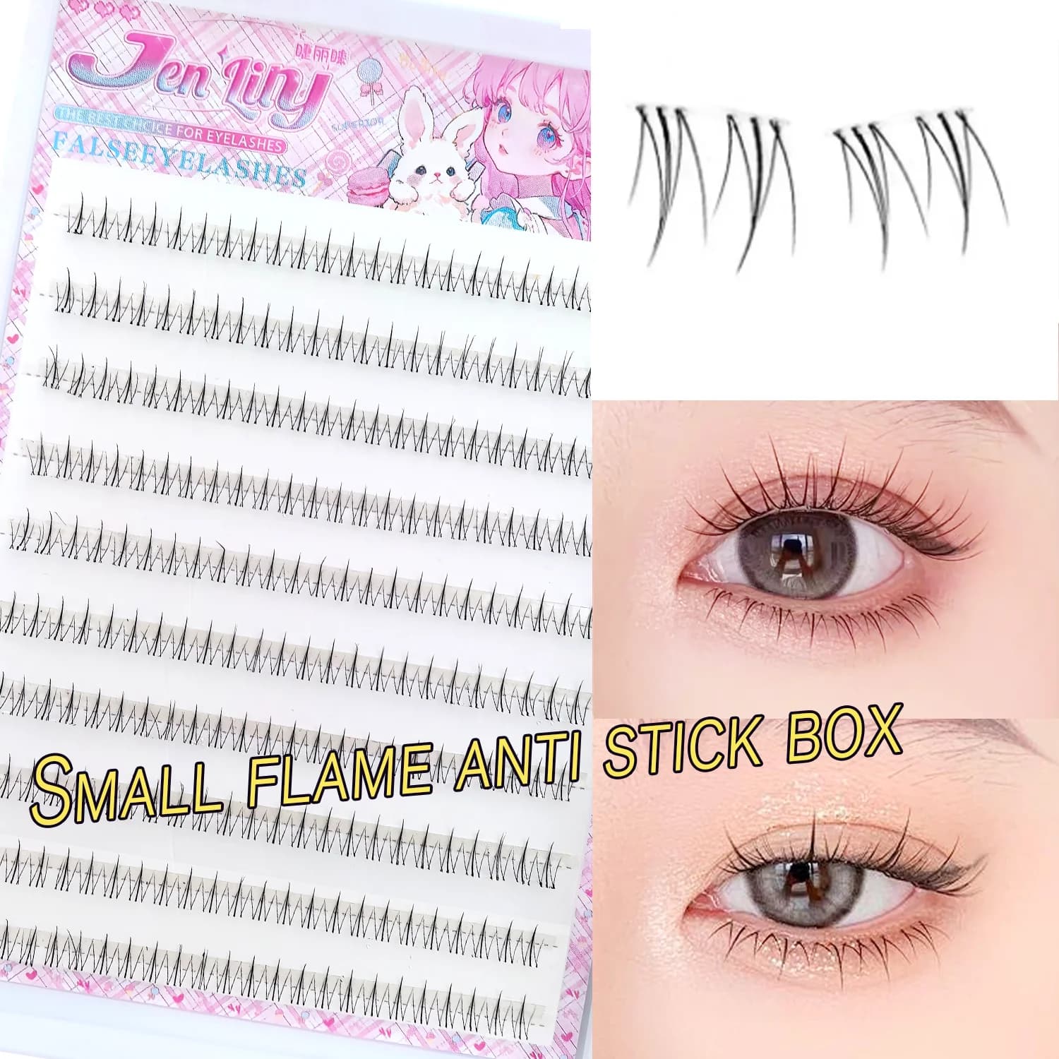 Faux cils inférieurs sans colle, effet naturel, sans dégâts de colle, application facile, idéal pour