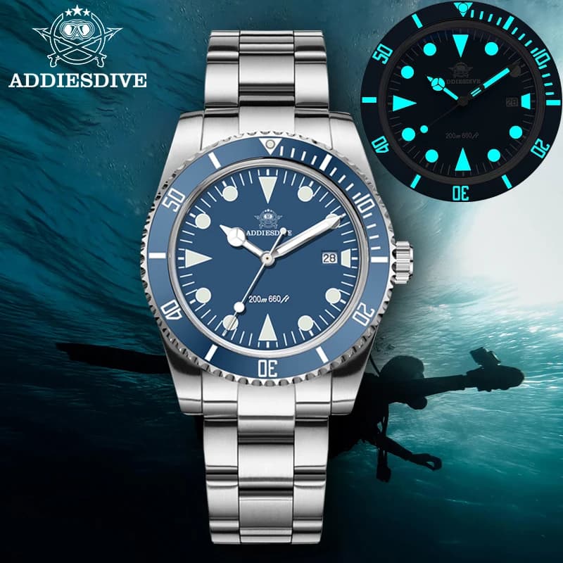 ADDIESDIVE montre analogique de luxe pour hommes BGW9 lunette en céramique lumineuse bulle miroir ve
