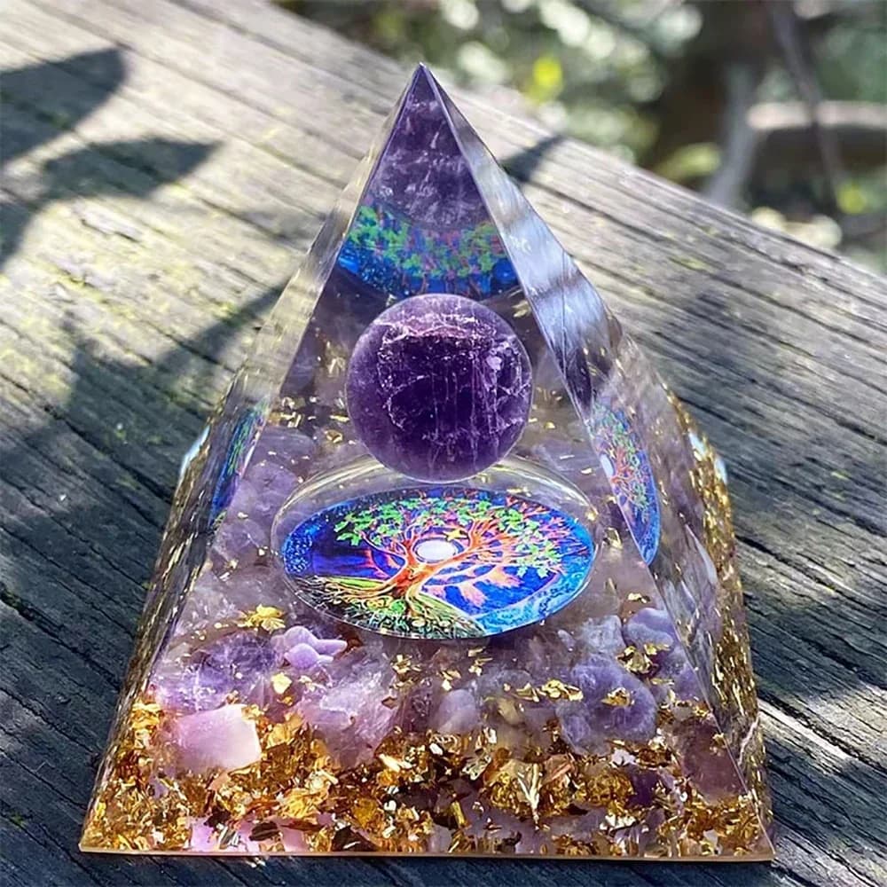 Constellation cadeau énergie résine pyramide améthyste guérison cristal naturel arbre Reiki Chakra g