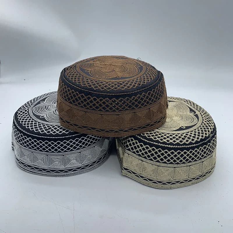 Islam hommes chapeaux musulmans coton broderie arabe hommes chapeau de prière musulman Turban homme 
