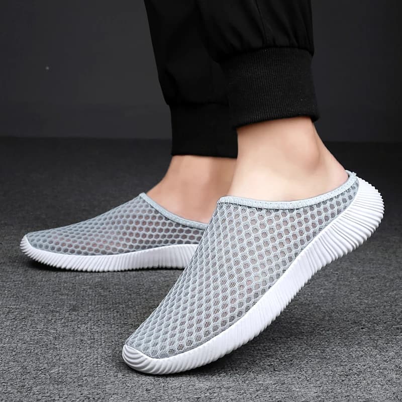 Chaussures d'été pour femmes, demi-pantoufles, chaussures en maille unisexes pour femmes, mode intér