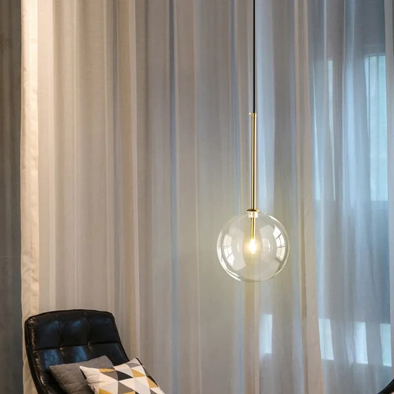 Lampe de pendentif LED moderne boule de verre chambre suspendue salon nordique décor intérieur éclai