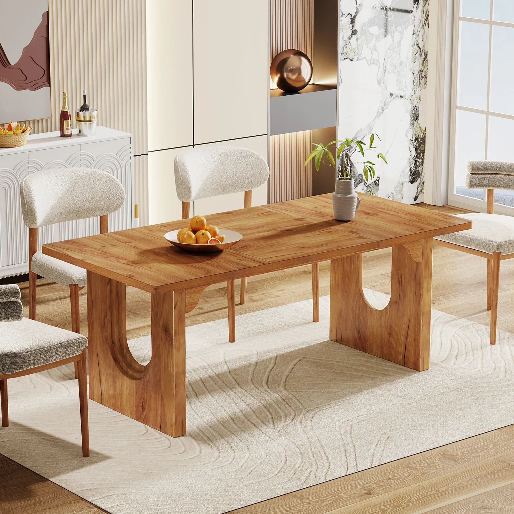 Tribesigns Table à manger moderne pour 6 à 8 personnes, grande table à manger de cuisine de 71 po av