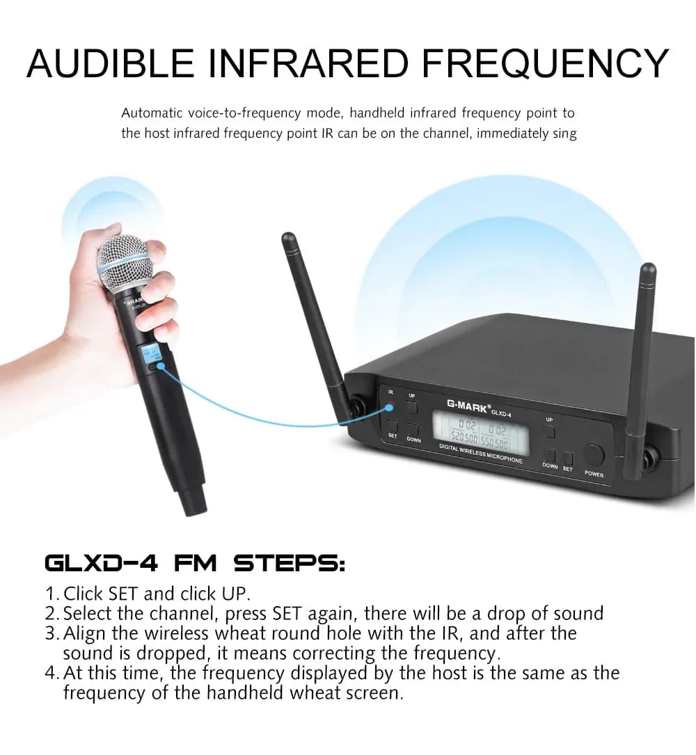 Collection AliExpress Le système de microphone sans fil uhf professionnel GLXD4 G-MARK, micro à la m