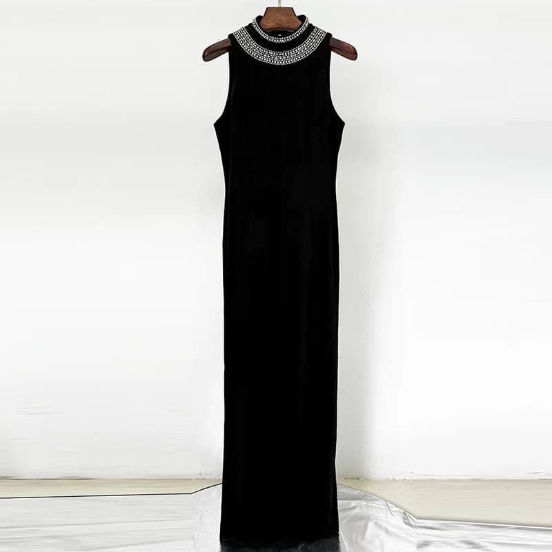 Robe à perles lourdes pour femmes, Streetwear tendance, élégante, amincissante, Sexy, dos nu, en vel