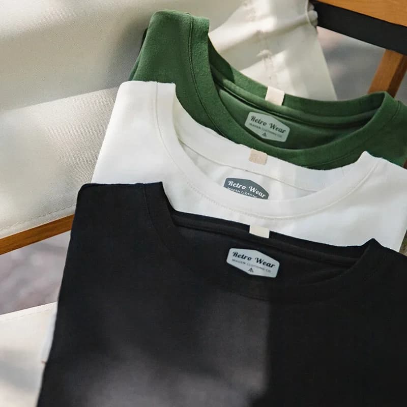 T-shirt Basique à Manches Longues Maden pour Femmes Col Rond Tops en Coton Coupe Lâche Couleur Unie 