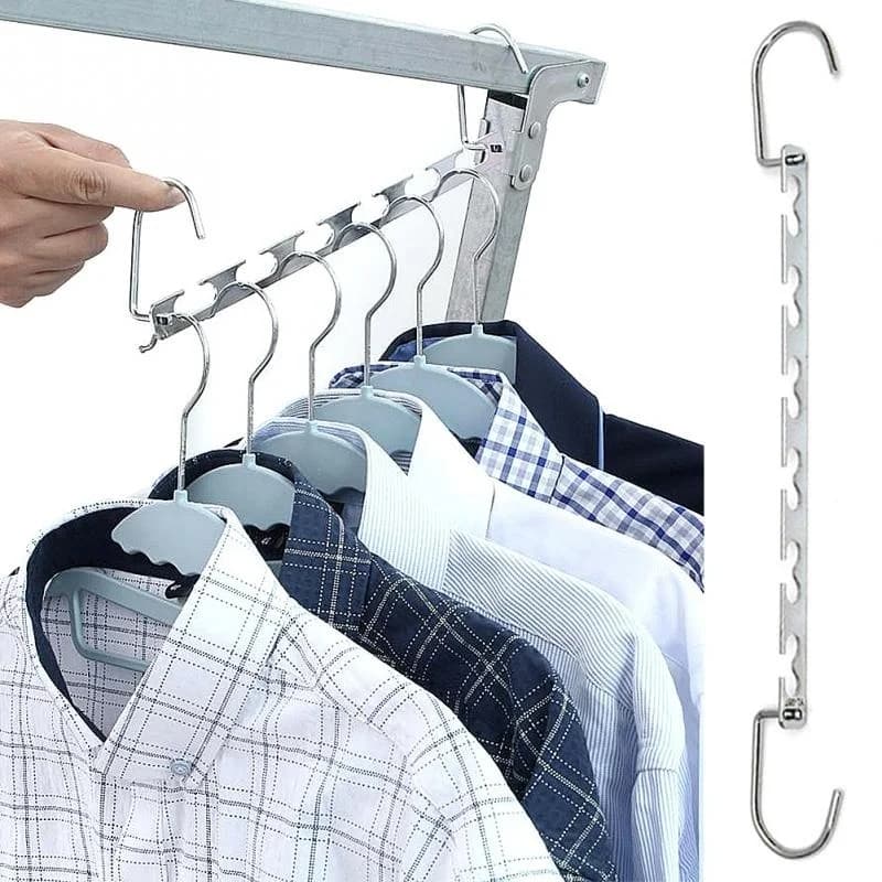 Cintres métalliques multifonctionnels permettant de gagner de l'espace, avec crochet magique, 6 trou