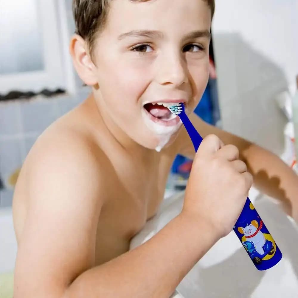 Brosse à dents électrique pour enfants, brosse à dents électrique sonique Ultra sonique avec 5 têtes