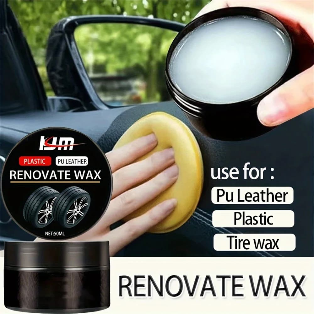 Cire de rénovation plastique pour voiture, 50ml – rajeunissement du cuir PU, réparation des rayures 