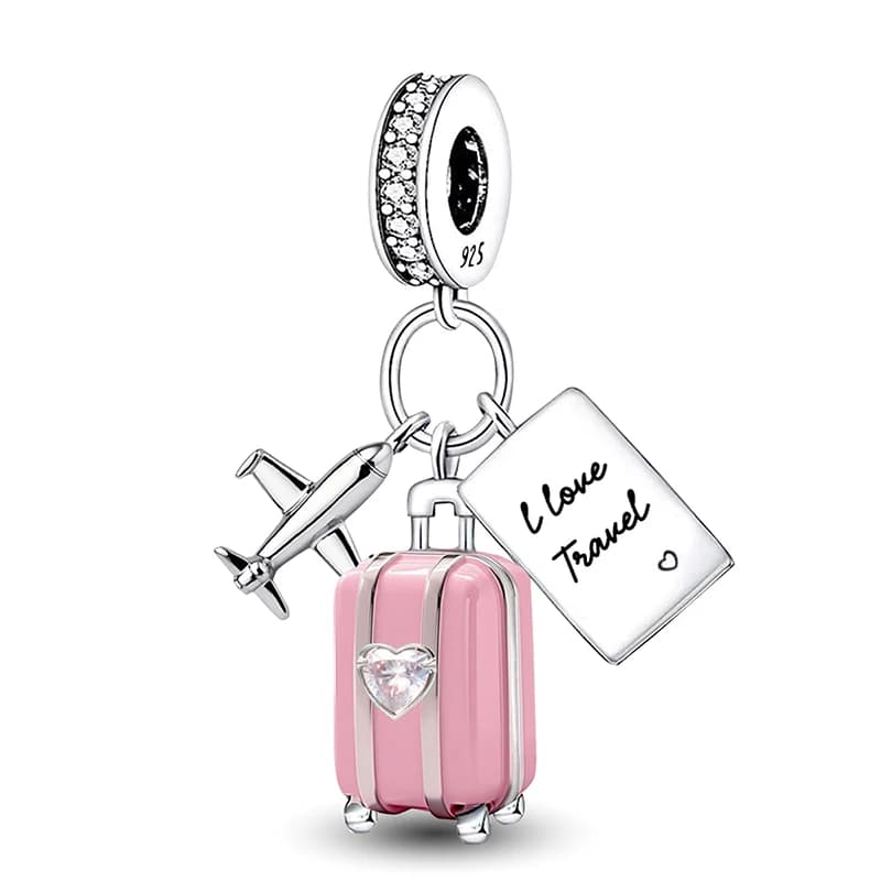 Pendentifs en argent sterling 925, zircon, patte, cœur rouge, breloques, perles compatibles avec les