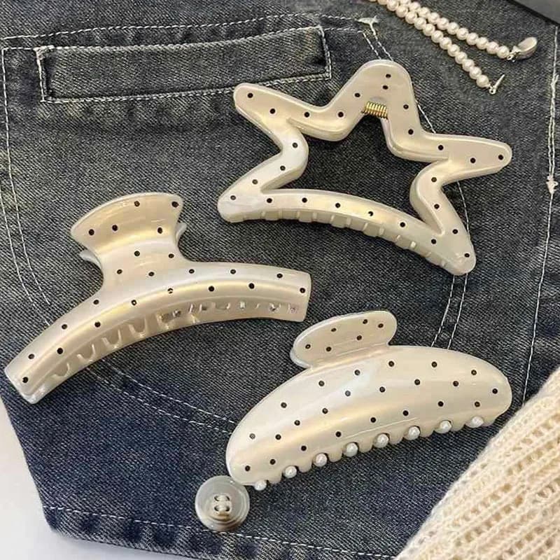 Pince à cheveux de luxe française pour femmes, étoile à pois, simple, mode, polyvalente, grand dos d