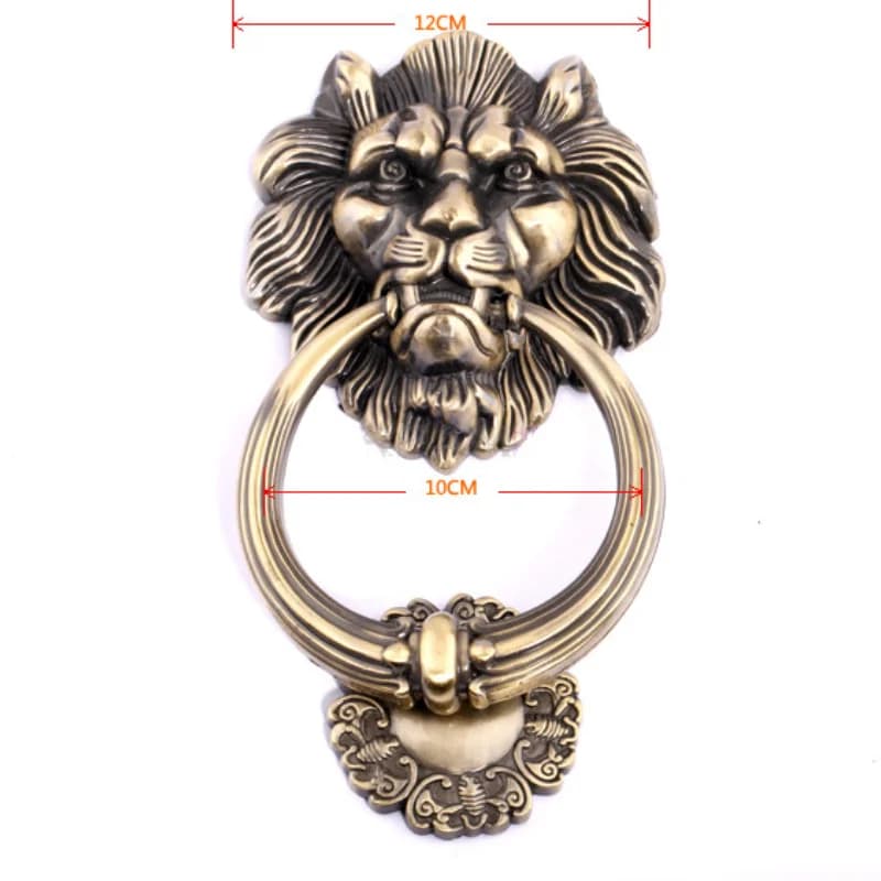 Heurtoir de porte en bois, grand heurtoir de porte de discussion antique, tête de lion, décoration d