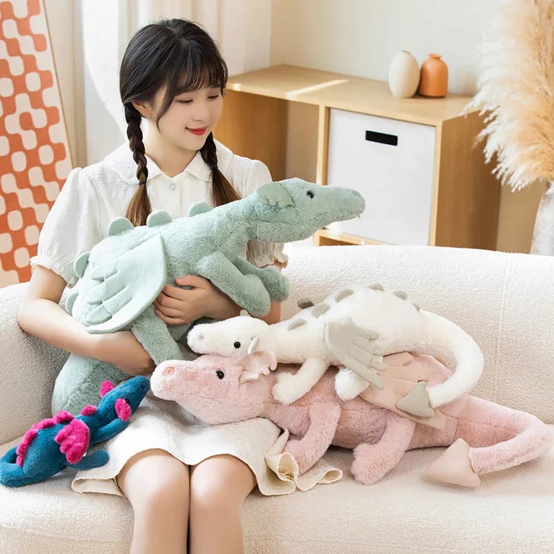 Figurine d'action de dragon volant, jouet en peluche, ailes de dinosaure volantes, chiffon beurre bl