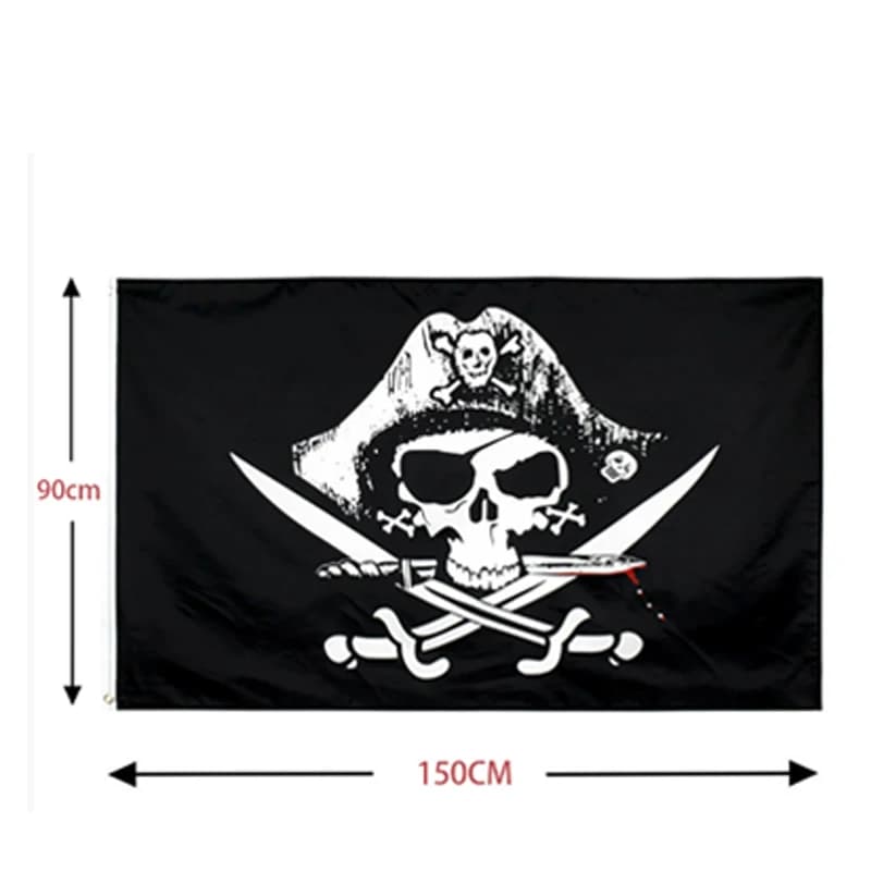 Une pièce 90*150CM Polyester Pirate singe D. Luffy crâne drapeau une pièce chapeau de paille pirates