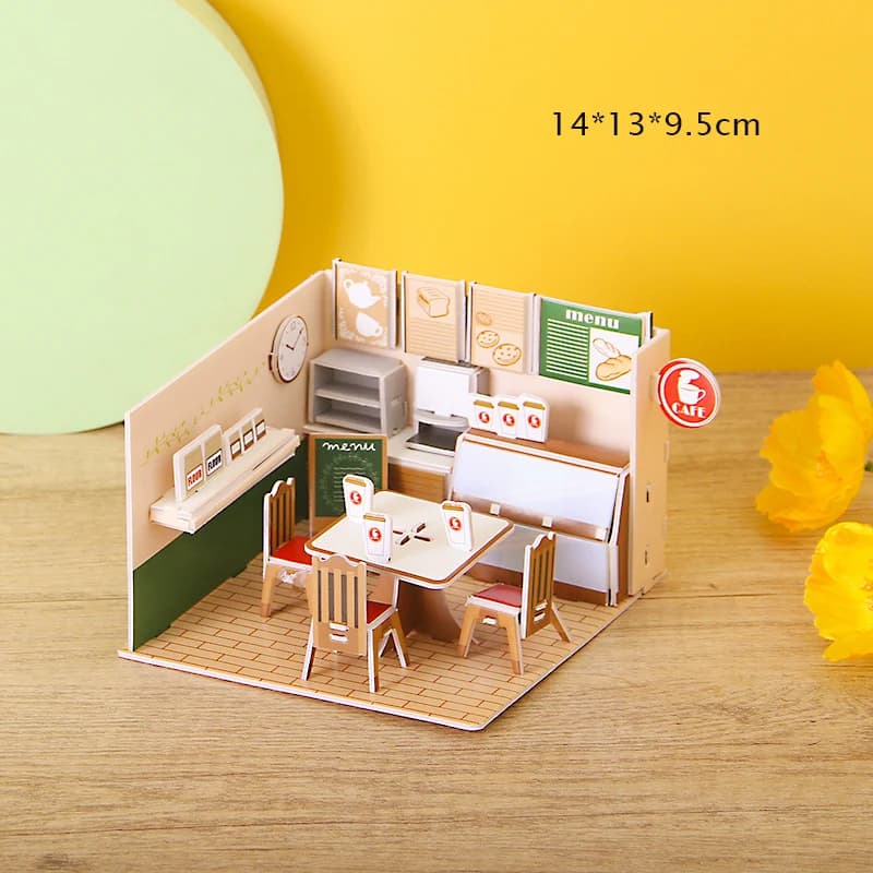 Puzzle en carton 3D maison chambre magasins modèle Puzzle jouets enfants à la main bricolage assembl
