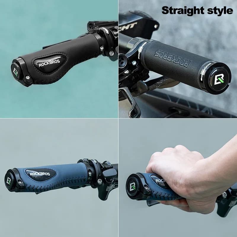 ROCKBROS – poignées de vélo en cuir, en Silicone liquide, pour vtt, ergonomique, verrouillage bilaté