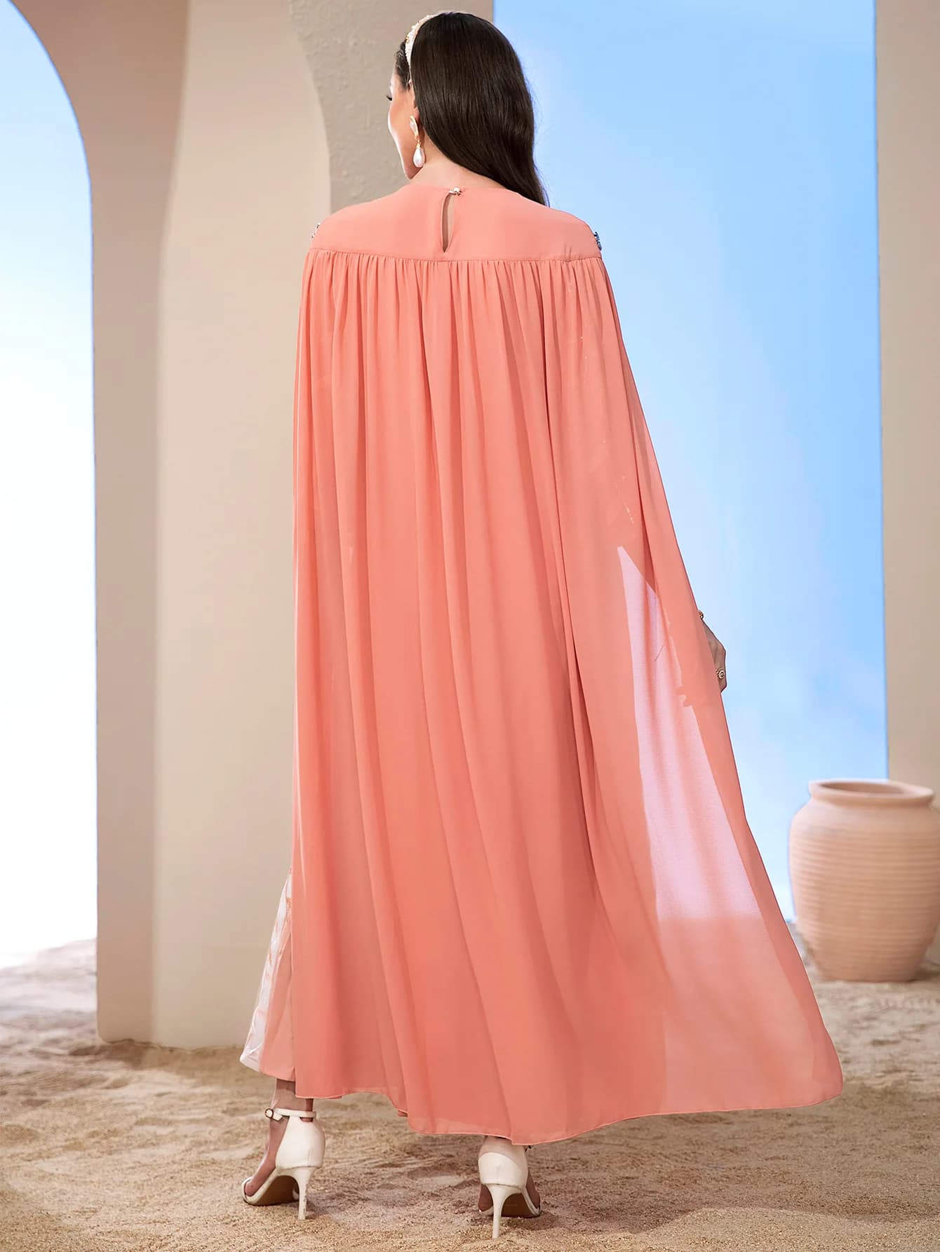 Robe de fête pour femmes musulmanes, Abaya avec cape, robe Jalabiya, longues Abayas musulmanes, robe