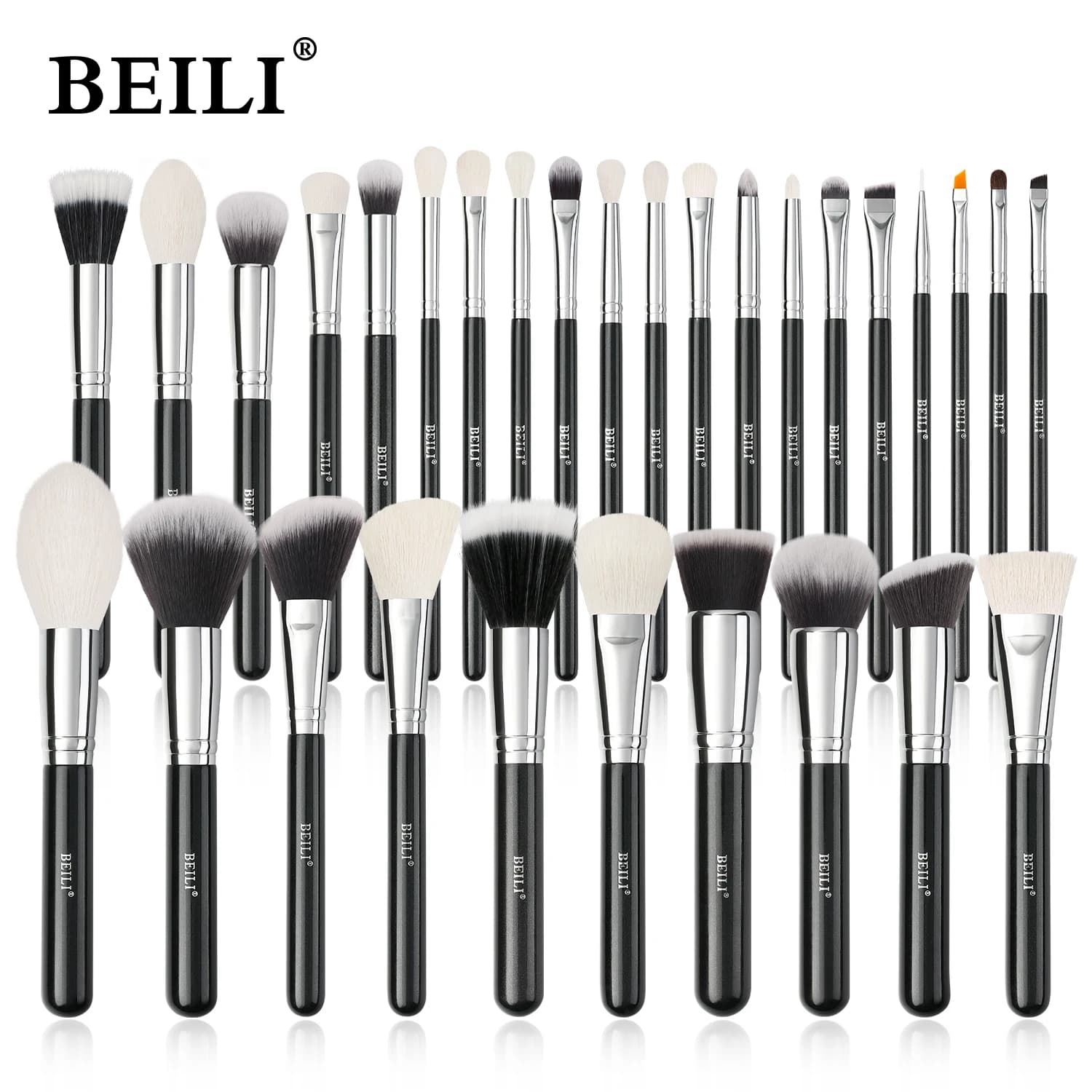 BEILI noir pinceaux maquillage ensemble professionnel naturel chèvre cheveux pinceaux fond de teint 