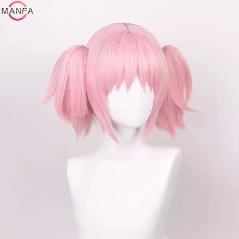 Madoka Kaname Cosplay perruques rose 30 cm pince courte queues de cheval Kaname Madoka Anime perruqu