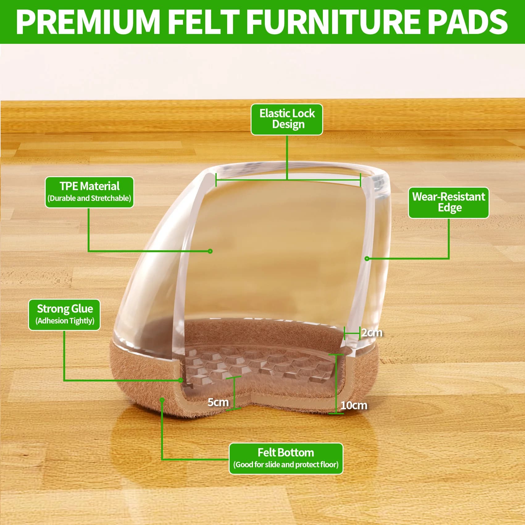 Protecteur de sol pour pieds de chaise, 8 pièces, couvre-pieds épais, coussinets en feutre, meubles 