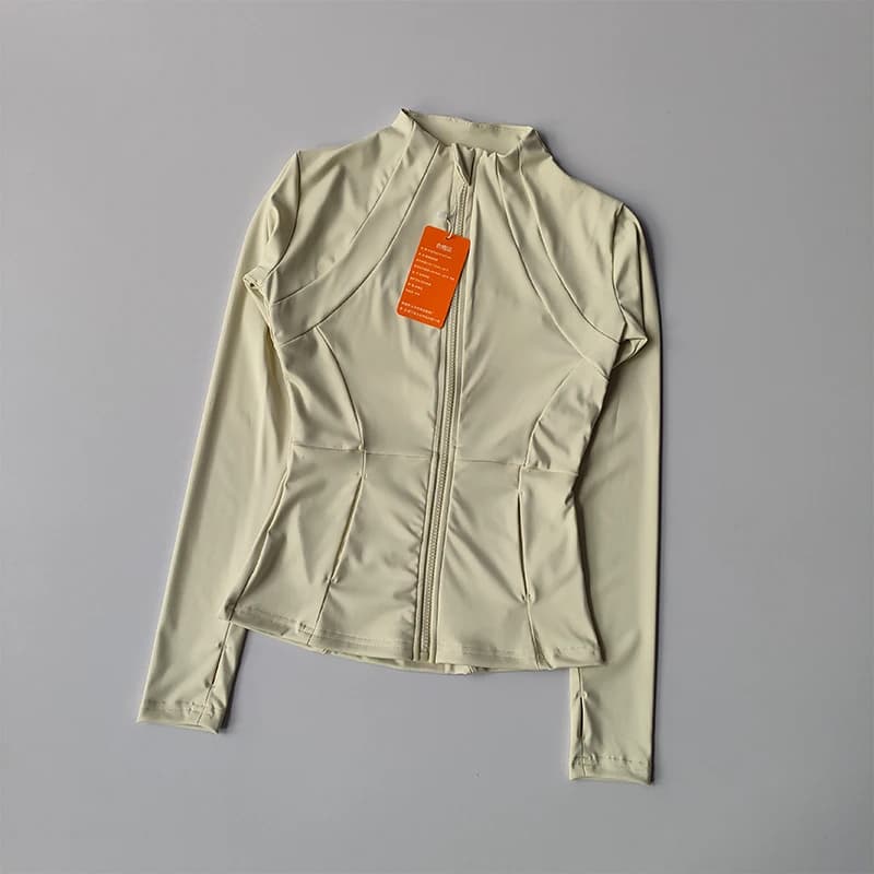Veste de sport pour femmes, fermeture éclair, Fitness, Yoga, chemise d'entraînement, manteaux de cou