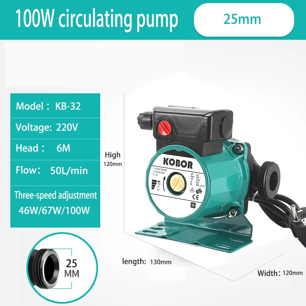 Chauffe-eau domestique à Circulation d'eau, 100/250/320W, pompe pour chauffer le climatiseur Central
