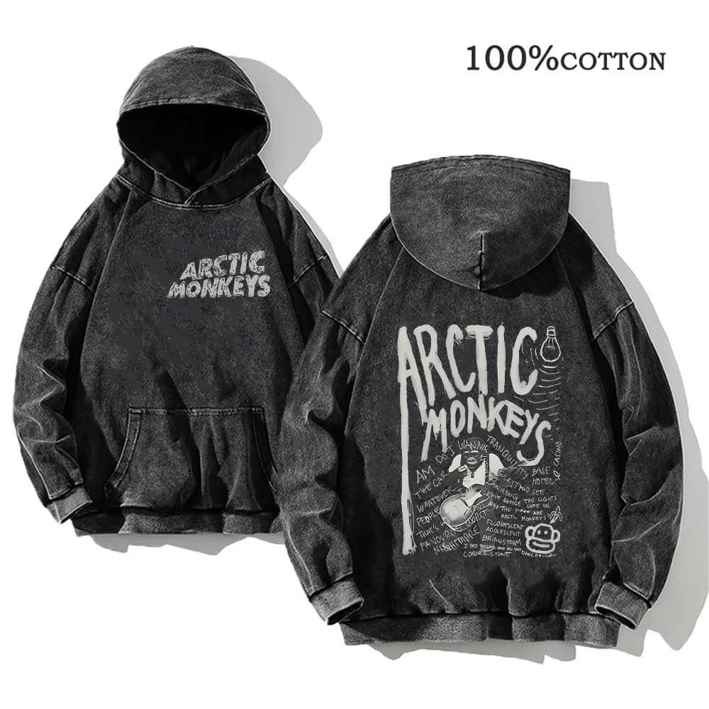 Sweat à capuche imprimé Rock rétro, Album de musique Arctic Monkeys, pull graphique pour hommes, Vin