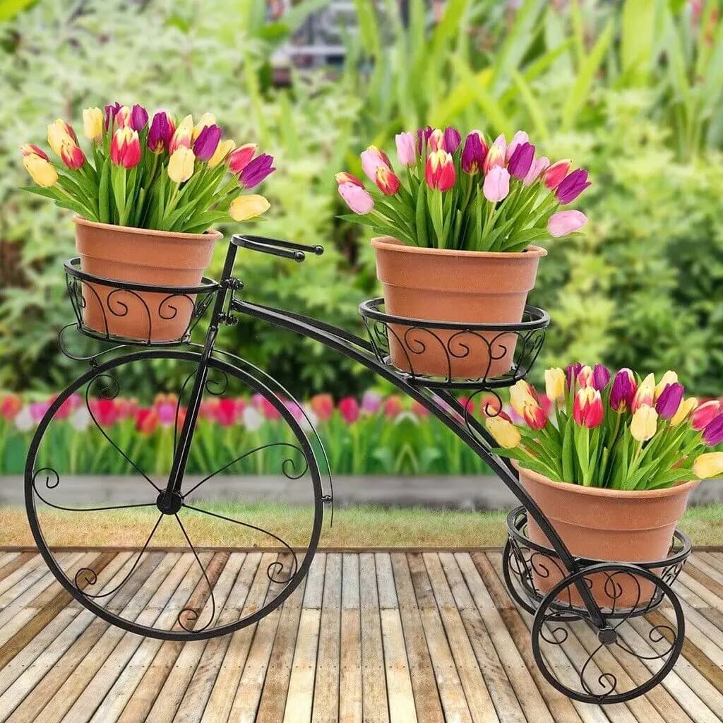 Support de plante de vélo à 3 niveaux, support de Pot de fleur en métal pour maison, jardin, Patio
