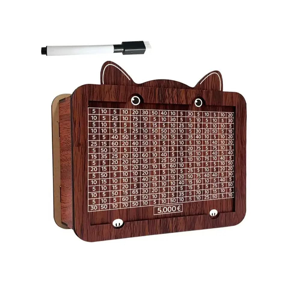 Tirelire en bois avec boîte d'objectifs d'argent, tirelire en bois faite à la main, coffre-fort déco