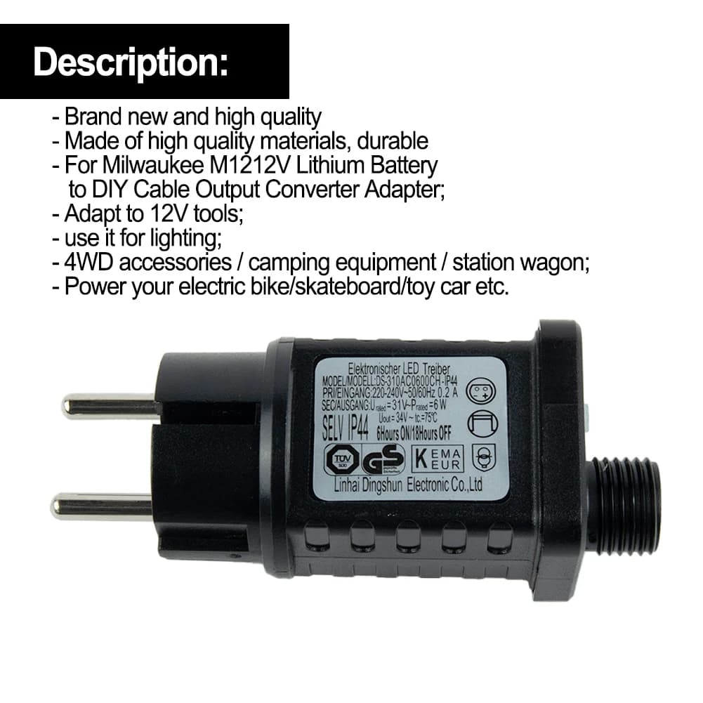 Adaptateur secteur transformateur chaîne lumières 6W 31V LED minuterie alimentation adaptateur secte