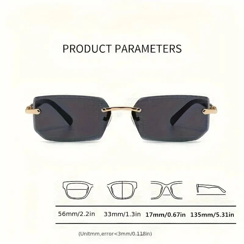 Lunettes de soleil rectangulaires sans monture pour hommes et femmes, nuances populaires, petites lu