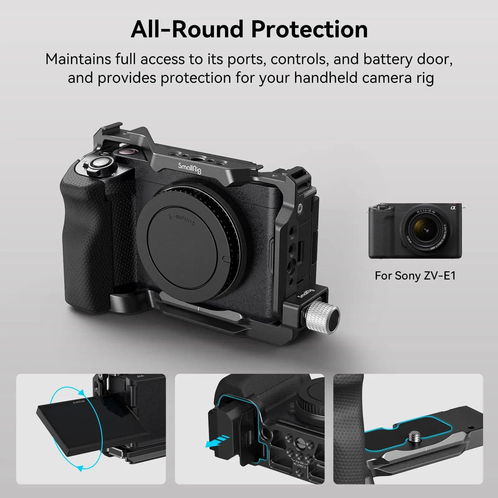 Kit de Cage SmallRig ZV-E1 avec poignée en Silicone et serre-câble pour étui pour Sony ZV-E1 avec pl