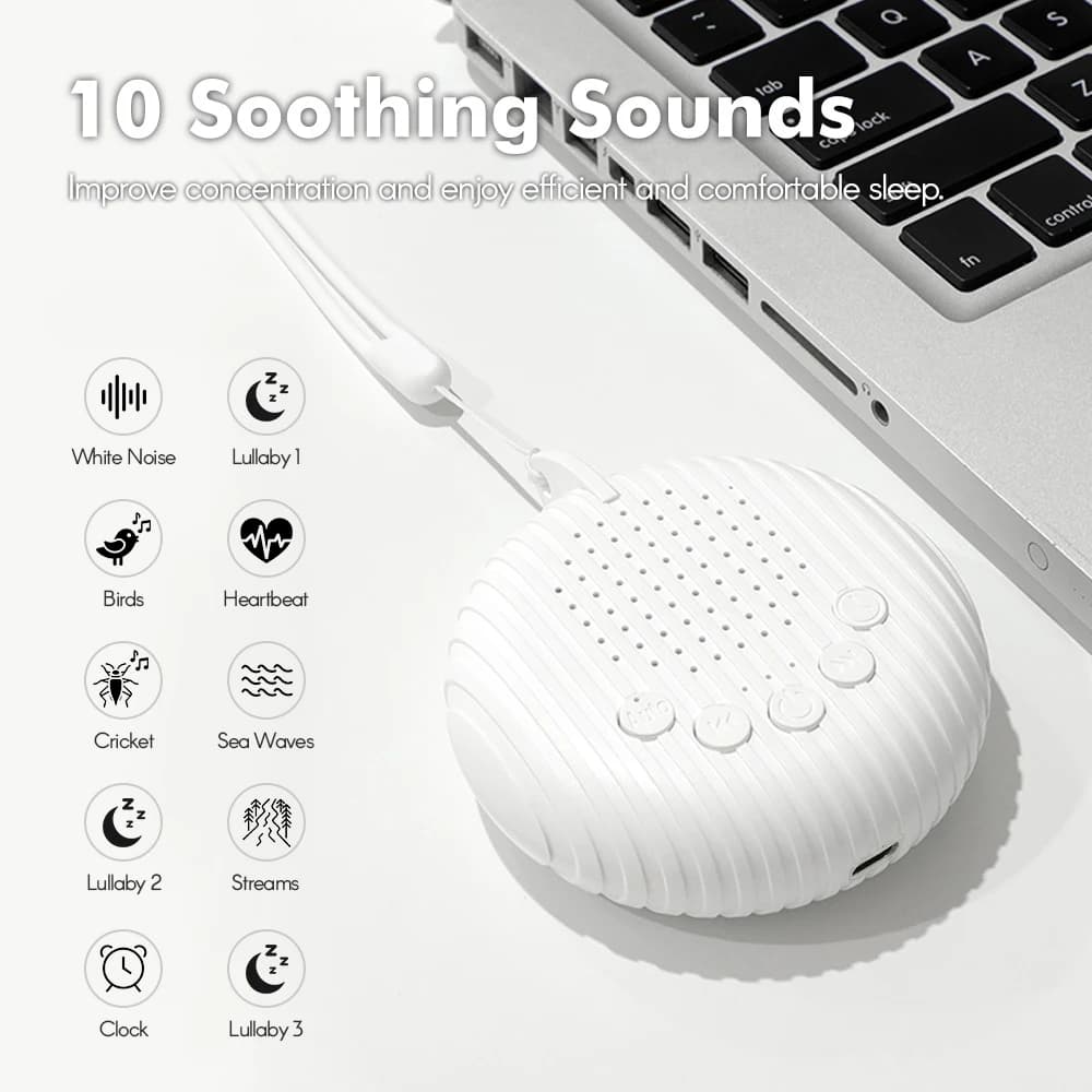 Machine à bruit blanc 10/12 sons, Rechargeable par USB, Portable, pour bébé, adulte, personnes âgées