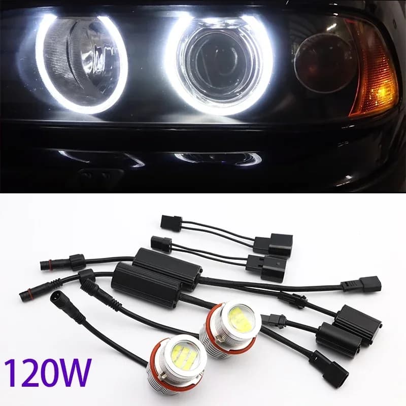 2 pièces lumineux 6000K 160W LED yeux d'ange marqueur lumières ampoules lampe pour BMW E87 E39 M5 E6