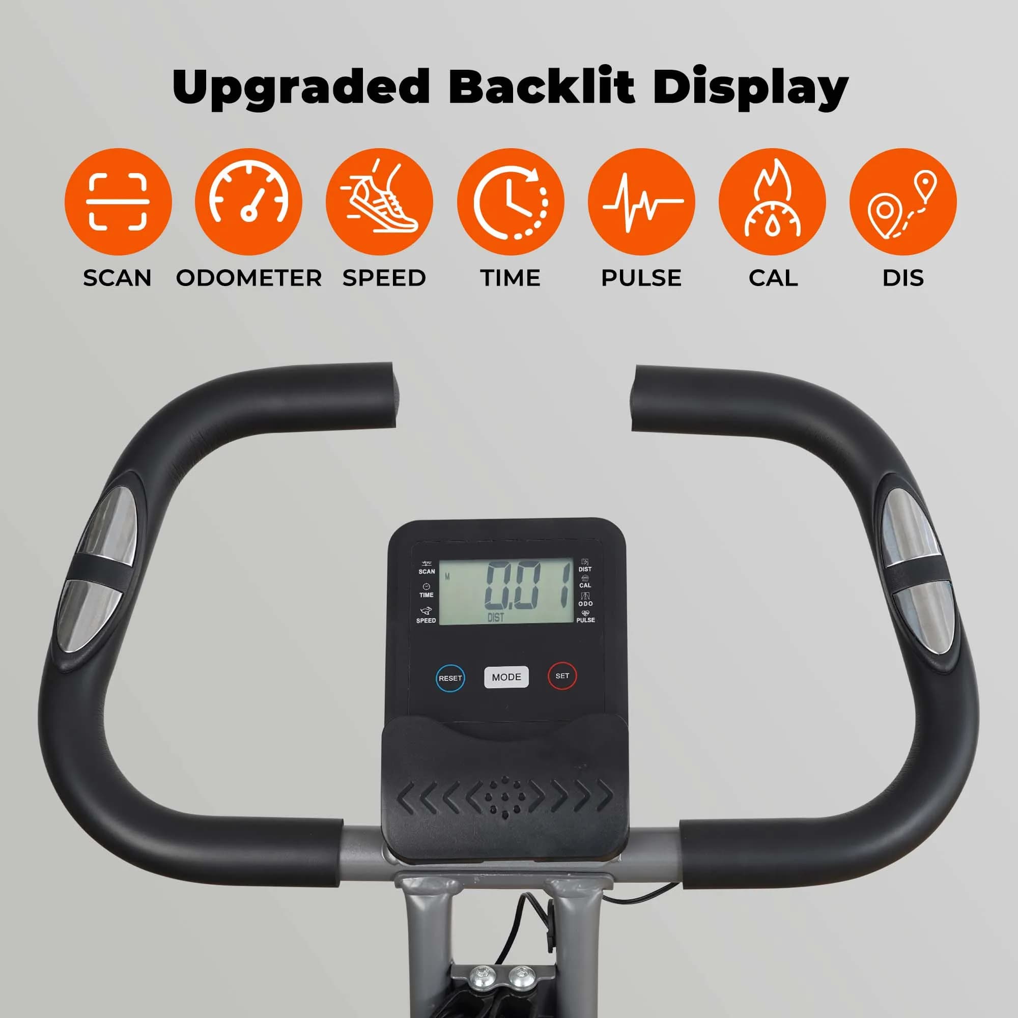 Vélo d'exercice pliant avec capteur d'impulsions et moniteur LCD, vélo incliné avec bras, bandes d'i