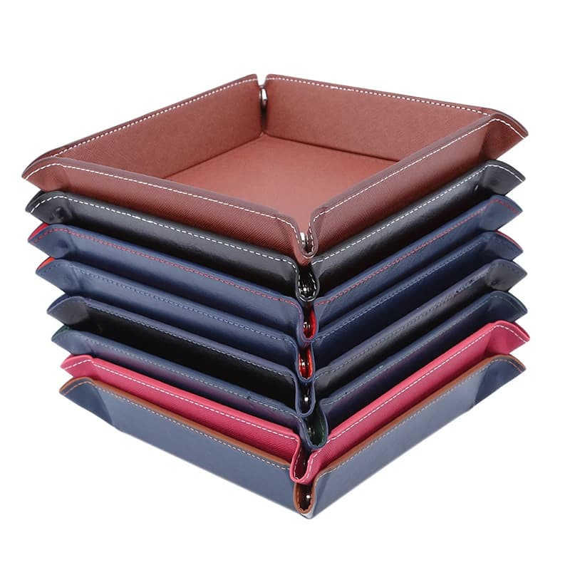 Plateau pliant créatif en cuir PU, bibelot, porte-clés de téléphone pliable, porte-monnaie, rangemen